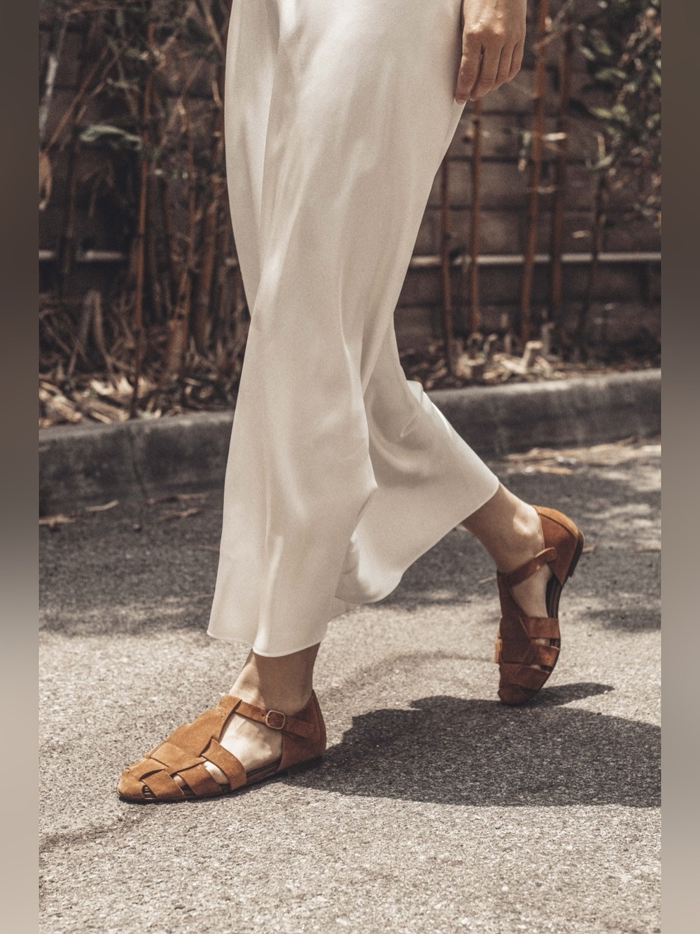 Anonymous Copenhagen Lain Suede Woven Fisherman Sandals Flats in Cinnamon 39